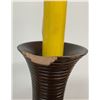 Image 3 : Wood Candle Holder with Bee Candle, Medalta Potteries Crock, and Carved Pottery Lantern