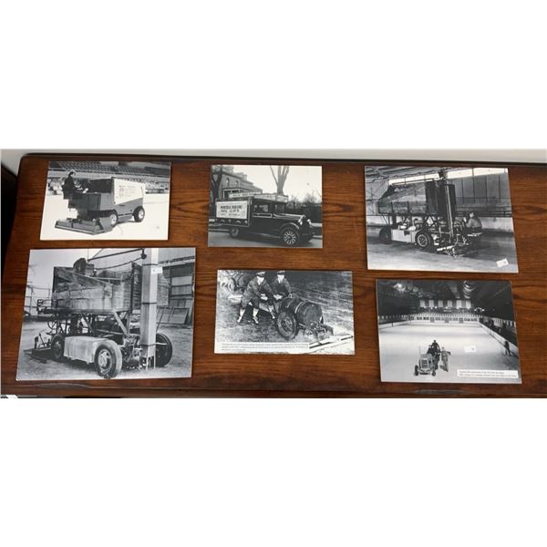 Photos on Foam Core of Early Zamboni Machines and Ice Rink Use