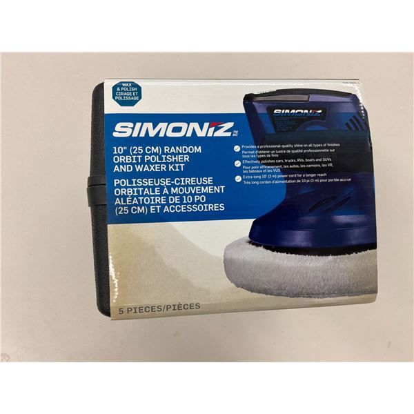 Never Used Simoniz Wax and Polish Kit - 1 10 Inch Buffer, 2 Microfibre, 1 Foam Bonnet, 1 Case