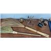 Image 1 : 2 Handmade Straw Brooms, Brass Bowl, Golf Key Holder, and 4 Mug Set