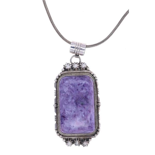 Navajo B. Slim Sterling Silver Charoite Necklace