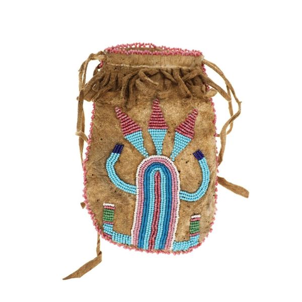 19th C. Assiniboine Beaded Medicine Pouch