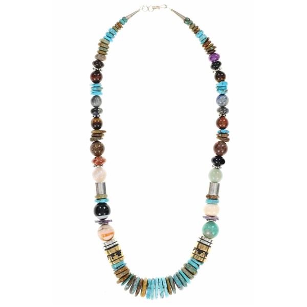 Navajo T&R Singer Sterling Multistone Necklace