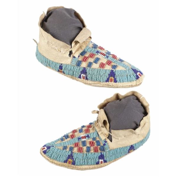 c. 1880 Southern Cheyenne Beaded Buffalo Moccasins