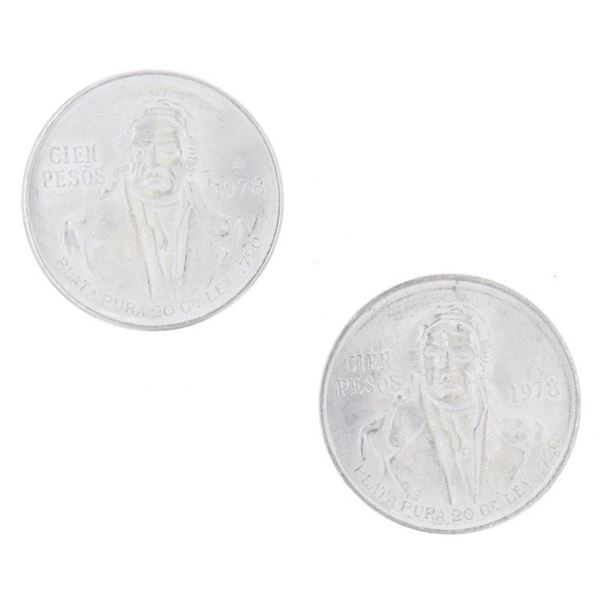 1978 Mexican "Cien Pesos" Silver Coin Pair