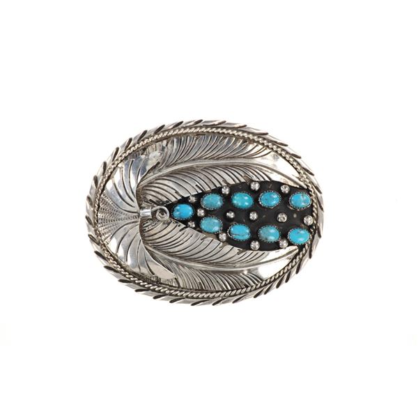 Navajo S. Ray Sterling Silver Turquoise Buckle