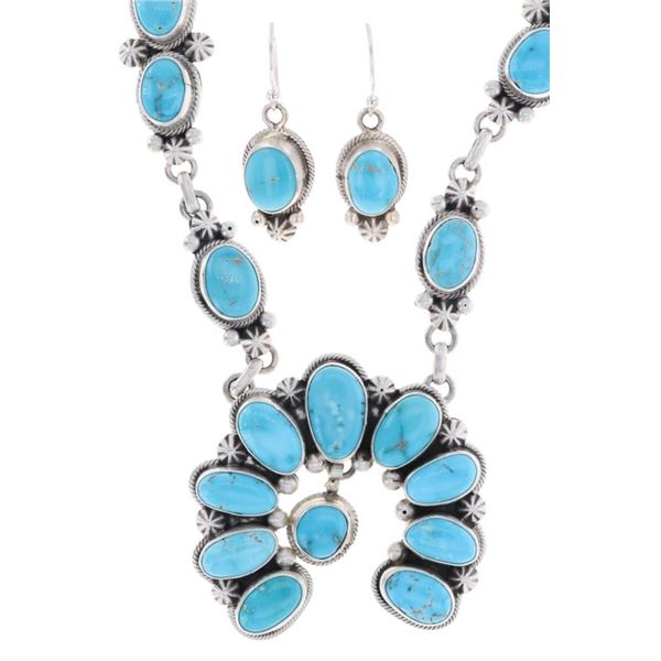 Stunning Navajo Squash Blossom Lariat Necklace Set