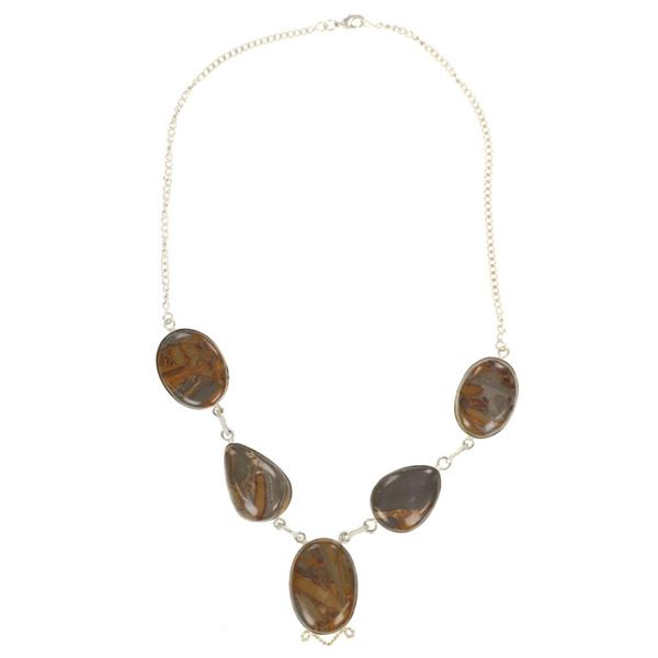 Southwestern Silver Montana Agate Necklace