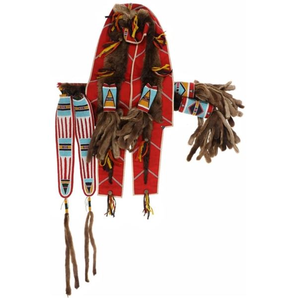 19th-C. Nez Perce Beaded Otter Bowcase & Quiver