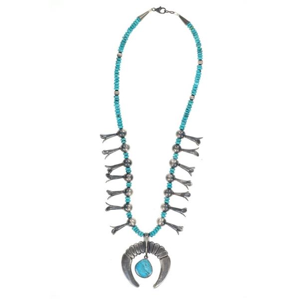 Navajo Charles Johnson Sterling Turquoise Squash