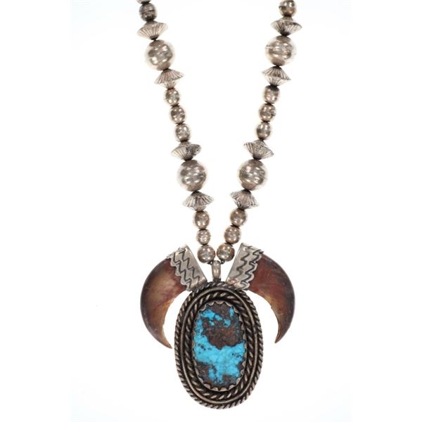 c.1940-50 Navajo Old Pawn Bear Clawn Necklace
