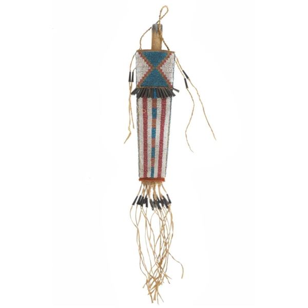 ca. 1870 Lakota Sioux Beaded Sheath & Pewter Knife