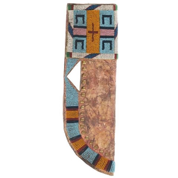 19th Crow Horse Thief Buffalo Beaded Knife Sheath