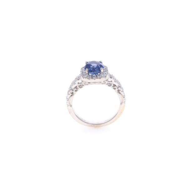 GIA 2.4ct Sapphire VS2 Diamond 18k White Gold Ring