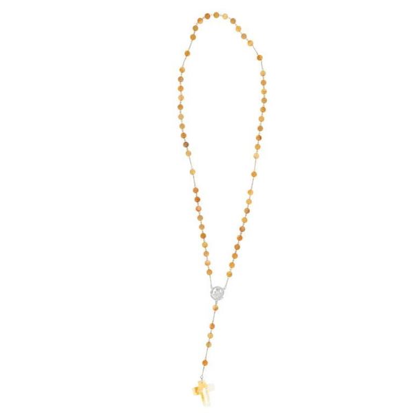 Antique Sterling Silver Amber Catholic Rosary