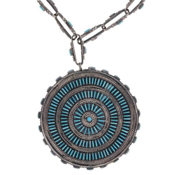 Navajo Silver Petite Point Turquoise Necklace