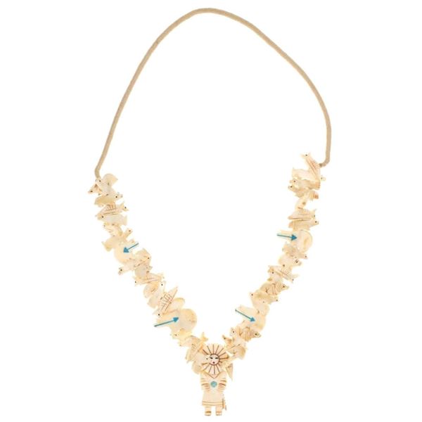 Santo Domingo Pueblo Carved Bone Effigy Necklace