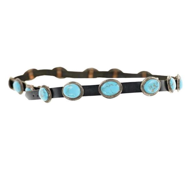 Navajo Sterling Silver Turquoise Concho Hatband