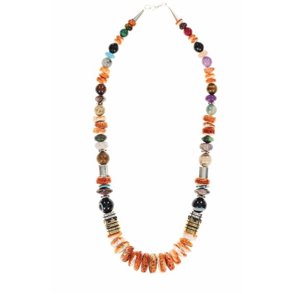 Navajo T&R Singer Sterling Multistone Necklace