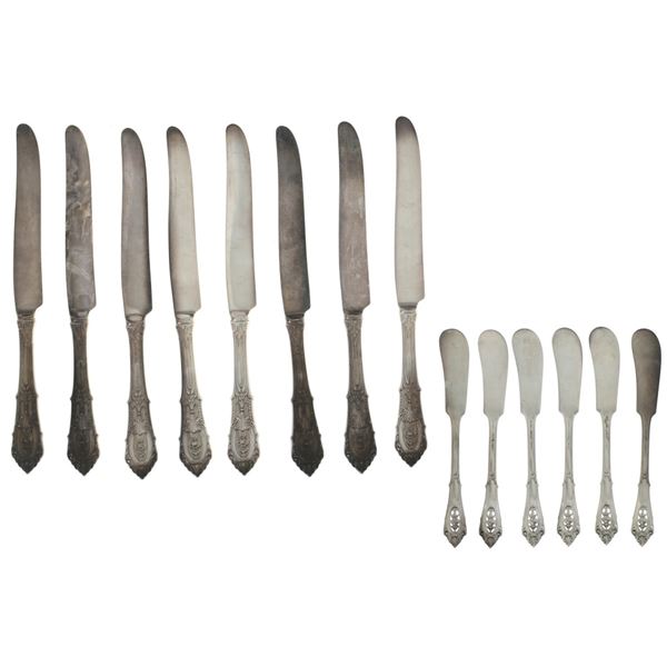 ca. 1934 Wallace Sterling Rose Point Knives 22+ oz