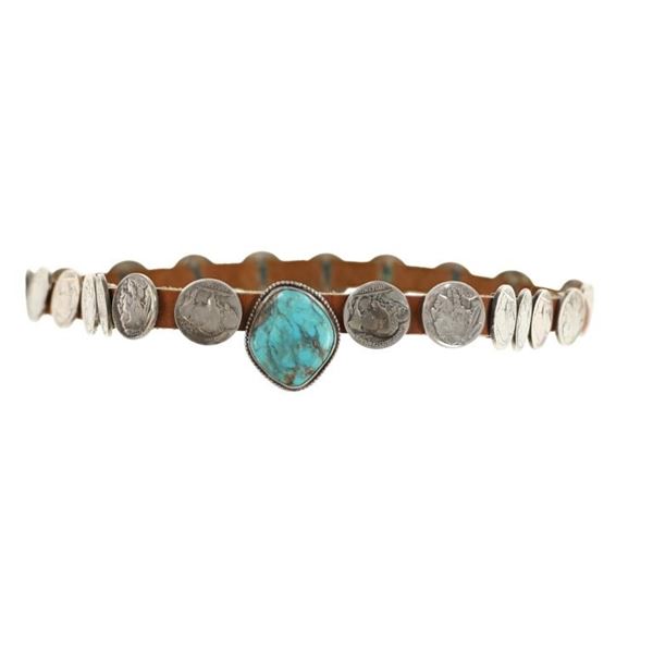 Navajo Buffalo Nickel Sterling Turquoise Hatband