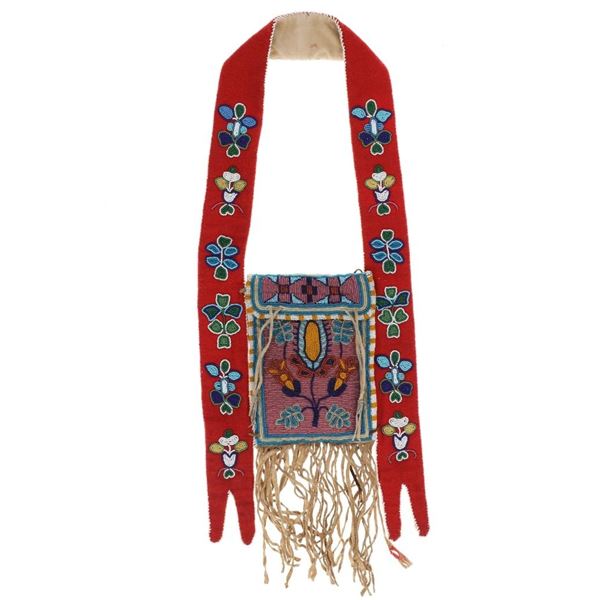19th C. Metis Cree Beaded Bandolier Bag