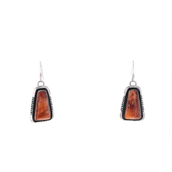 Navajo Will Denetdale Spiny Oyster Silver Earrings