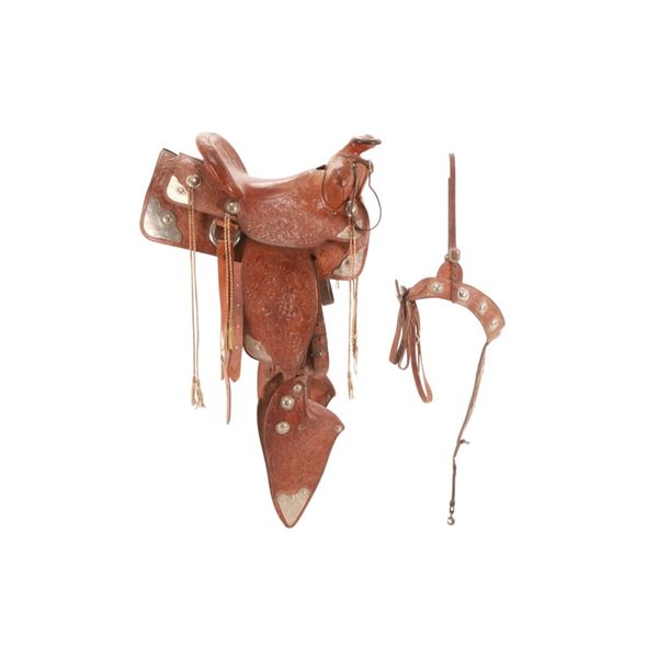 c.1930 Keyston Bros Sterling Silver Mounted Saddle