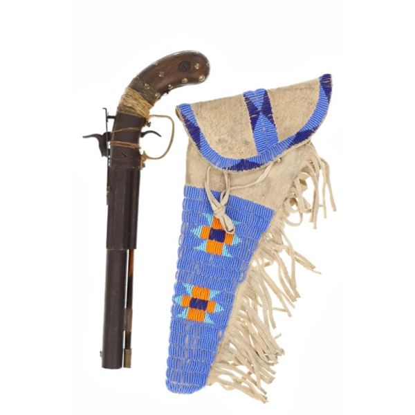 RARE Plains Beaded Sheath Allen & Thurber Pistol