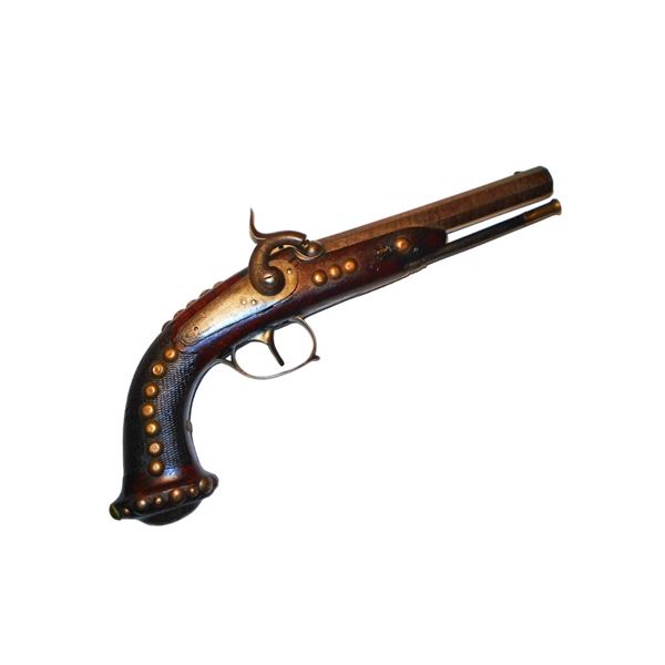 19th-C Cherokee Tacked USIS Stamped Dueling Pistol