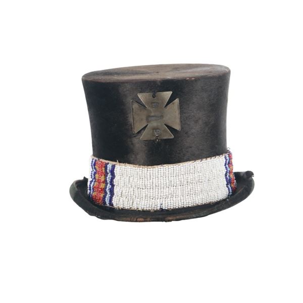19th C. Sioux Pony Beaded Beaver Top Hat