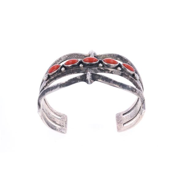 Navajo G Begay Sandcast Red Branch Coral Bracelet