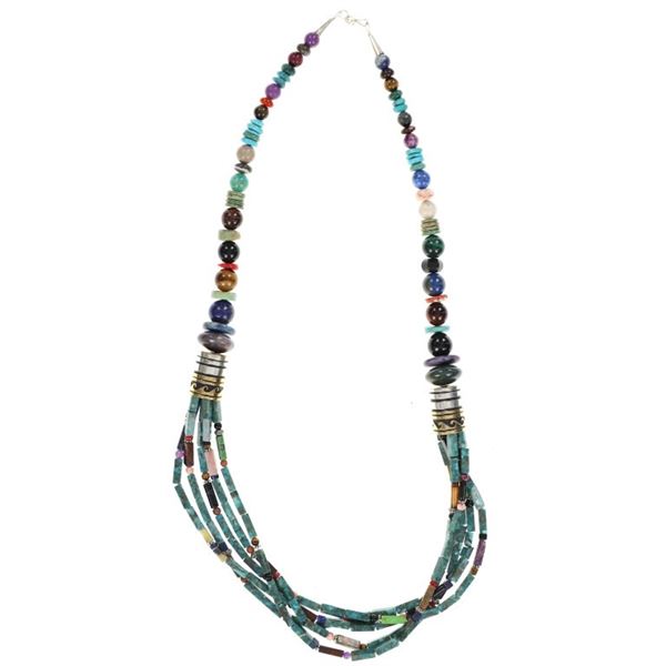 Navajo Singer Multi Strand Barrel Bead Necklace