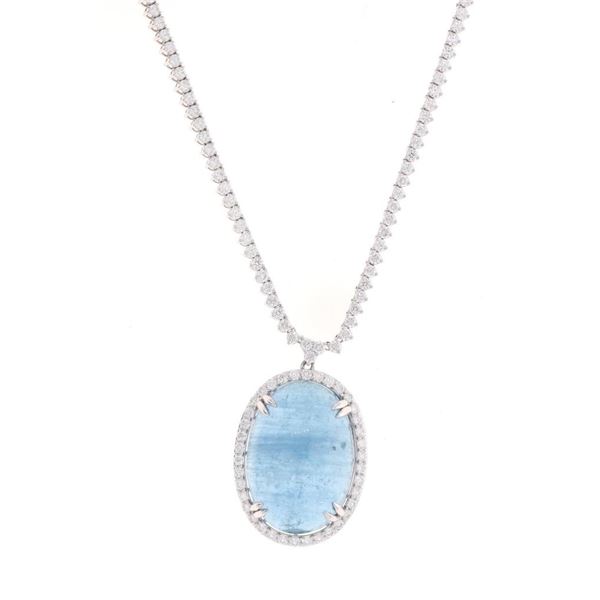 GIA Cert 42.28ct Aquamarine & VS1 Diamond Necklace