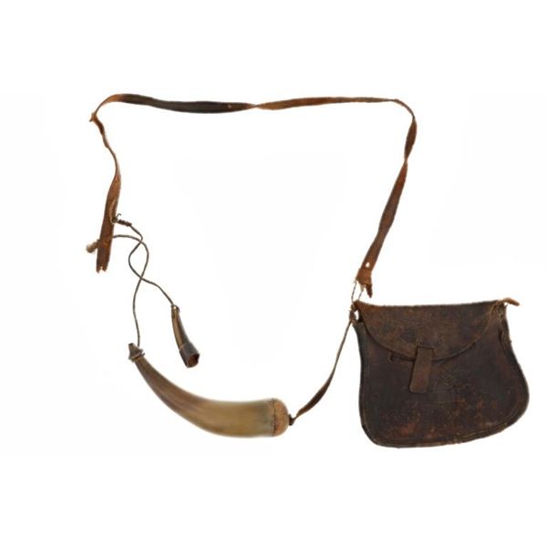 18th-19th C. Native American Powder Horn & Pouch