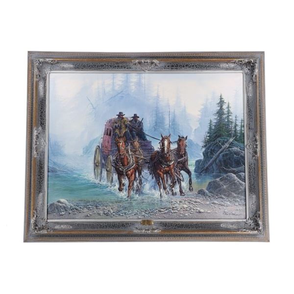Ex-Estate Dae Cho Foggy Creek Stagecoach Painting