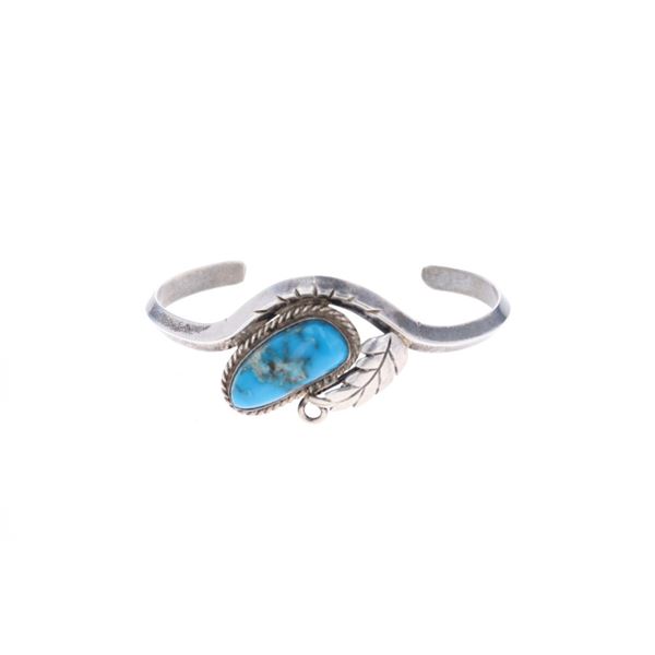 Navajo Sterling Silver Blue Gem Turquoise Bracelet