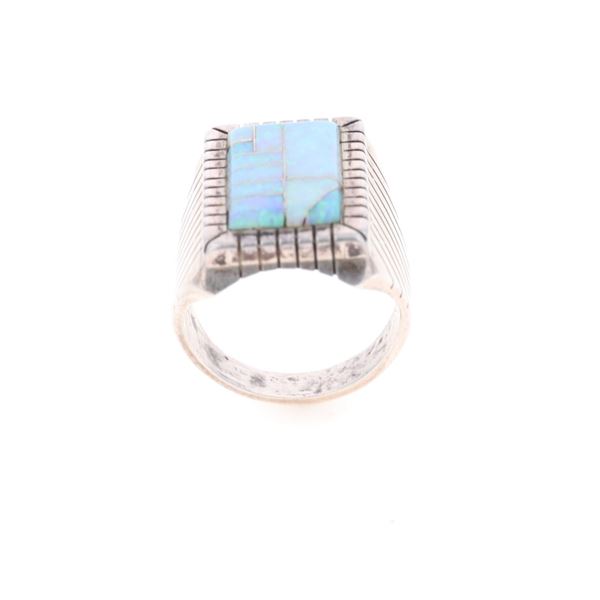 Navajo Sterling Silver Fire Opal Men's Ring