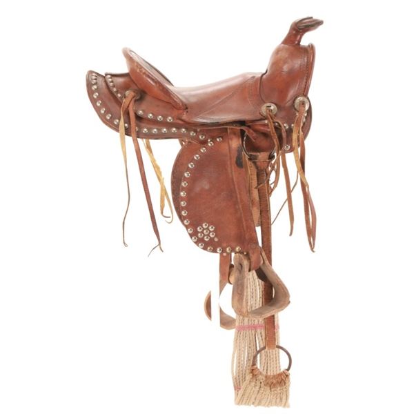 Child's Tacked Western Leather Saddle 1970-80s