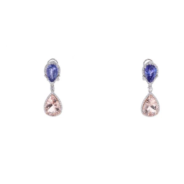 13.49ct Tanzanite & Morganite VS1 Diamond Earrings