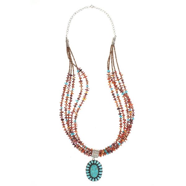 Navajo MC Perry Sterling Multistone Necklace