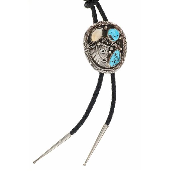 Navajo Sterling Turquoise Imperial Jasper Bolo