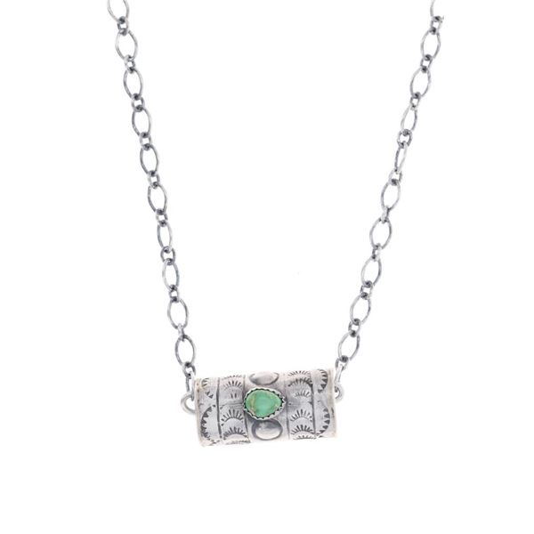 Navajo Sterling Turquoise Barrel Bead Necklace