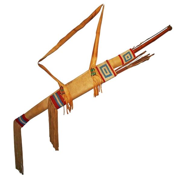 ca. 1900 Osage Beaded Buffalo Bowcase & Quiver