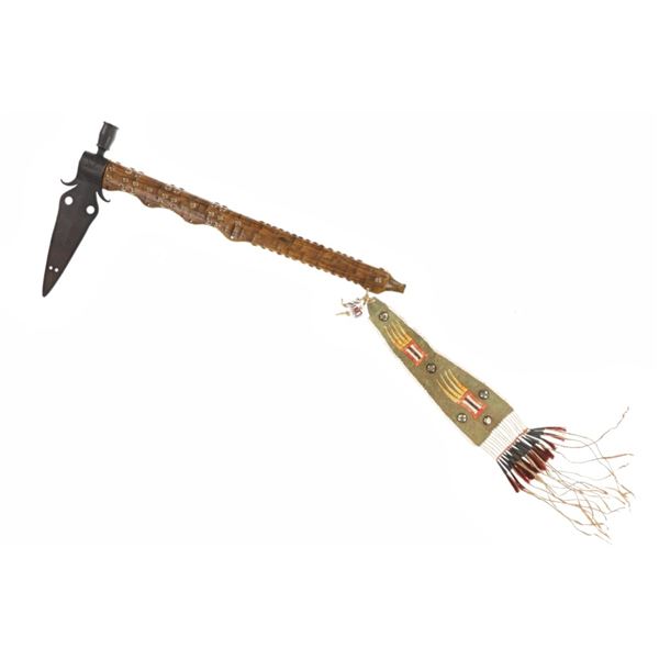 Late-19th Kiowa Buffalo Spontoon Quill & Bead Drop