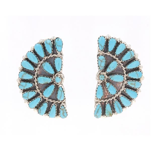 Navajo Kingman Petit Point Earrings by M. Benally
