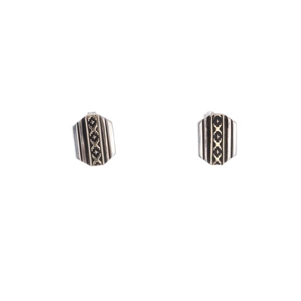 Navajo MM Rogers Sterling Silver 14k Gold Earrings