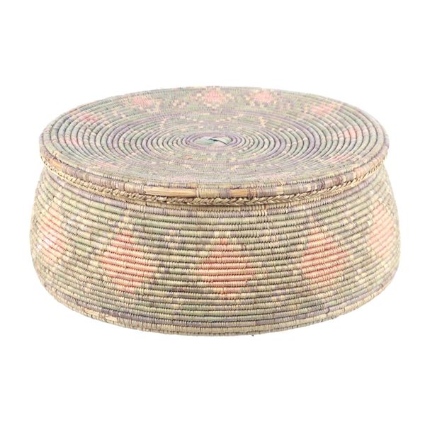 Papago Tohono O'odham Polychrome Bear Grass Basket