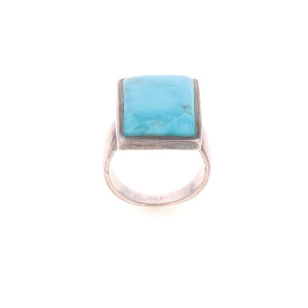 Navajo Sterling Silver Blue Gem Turquoise Ring