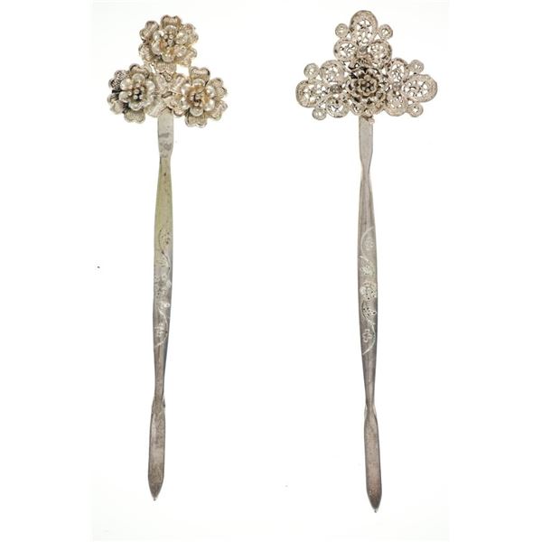 Tibetan Silver Filigree & Floral Women's Hatpins